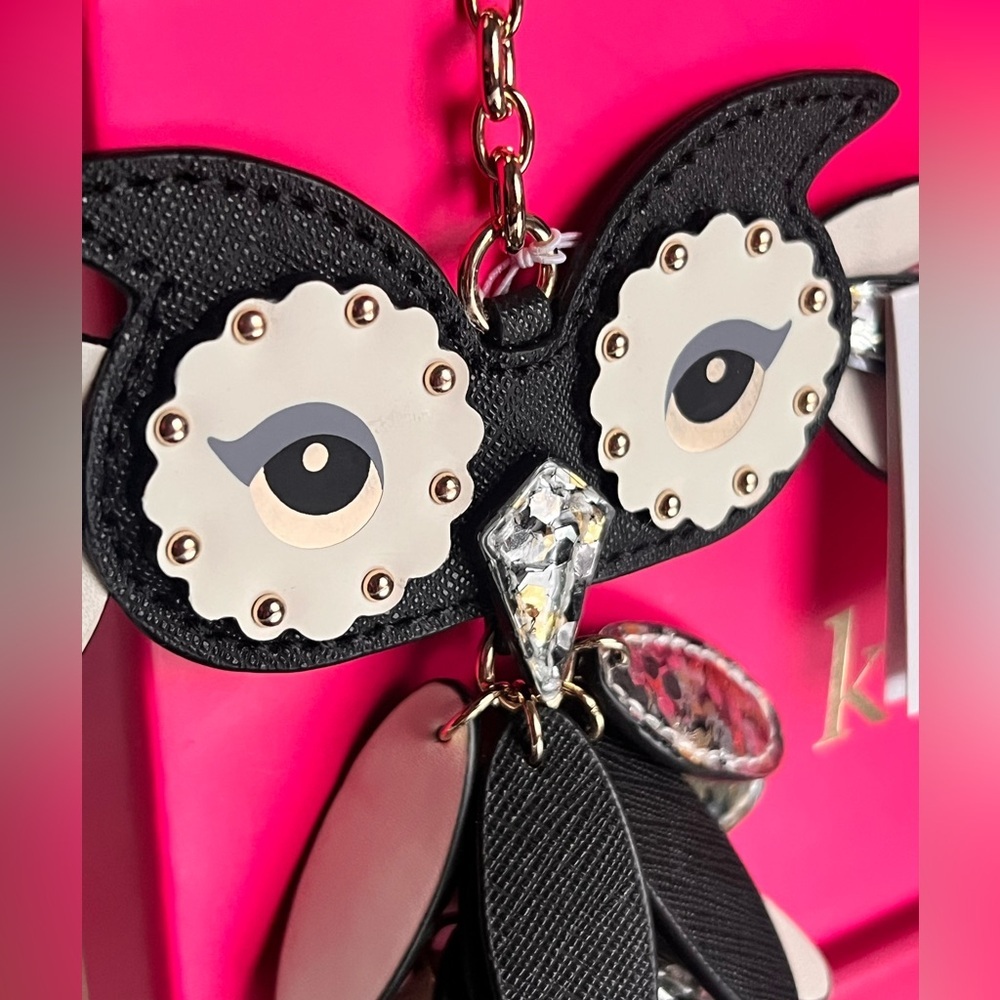 Kate Spade New York NWT Leather Owl Key Fob Key Chain - Picture 8 of 11